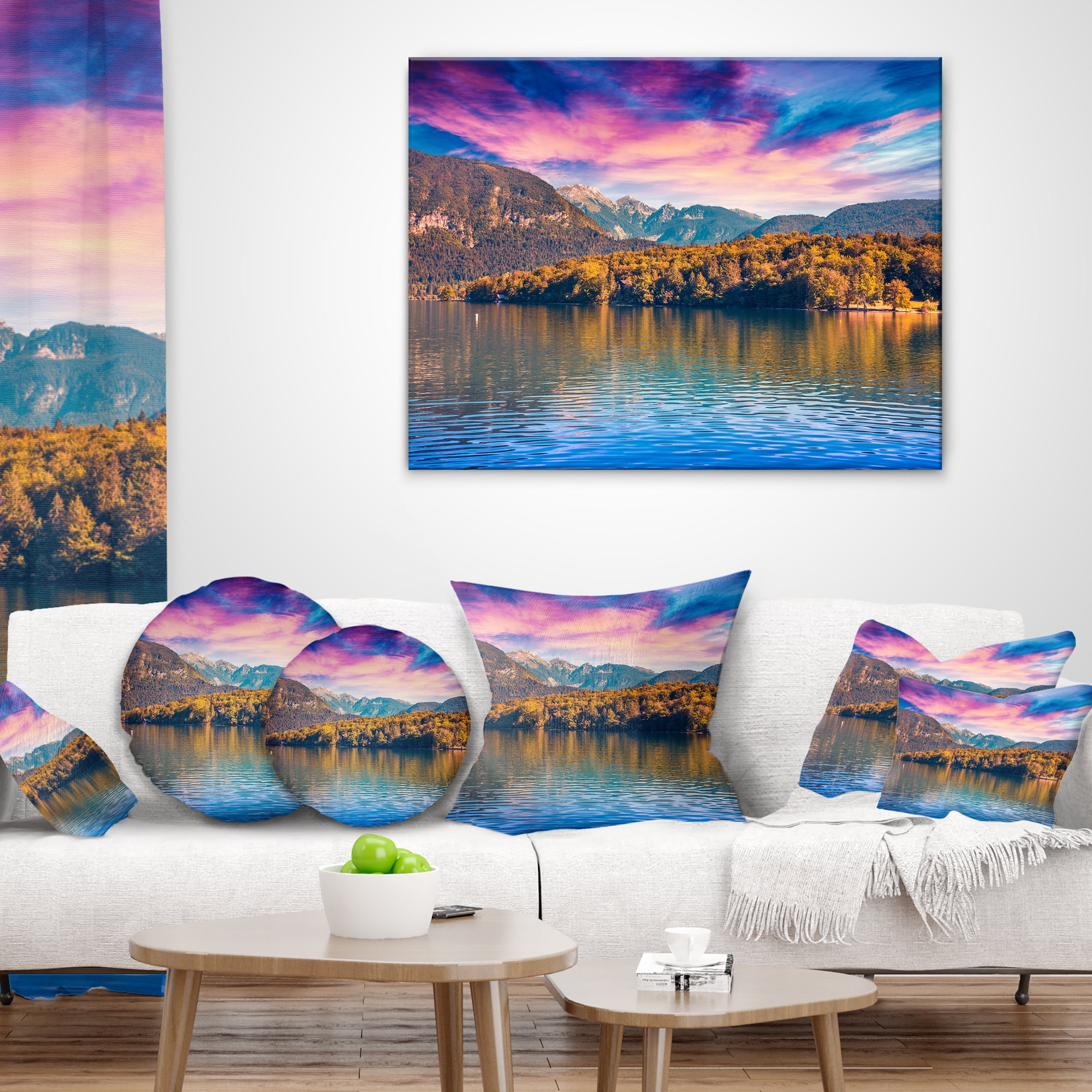 Designart Bohinj Lake in Triglav National Park - Landscape Printed Throw Pillow - 18x18