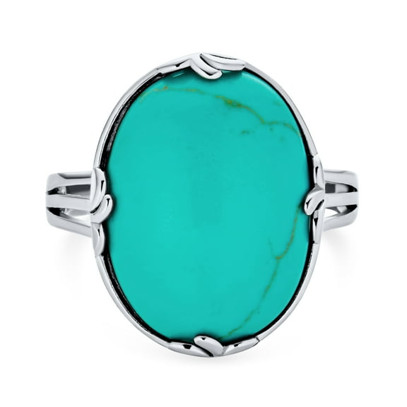 Bling Jewelry Womens Western  Vintage Silver Ring Fleur Dis Lis Gemstone Filigree Oval Armor