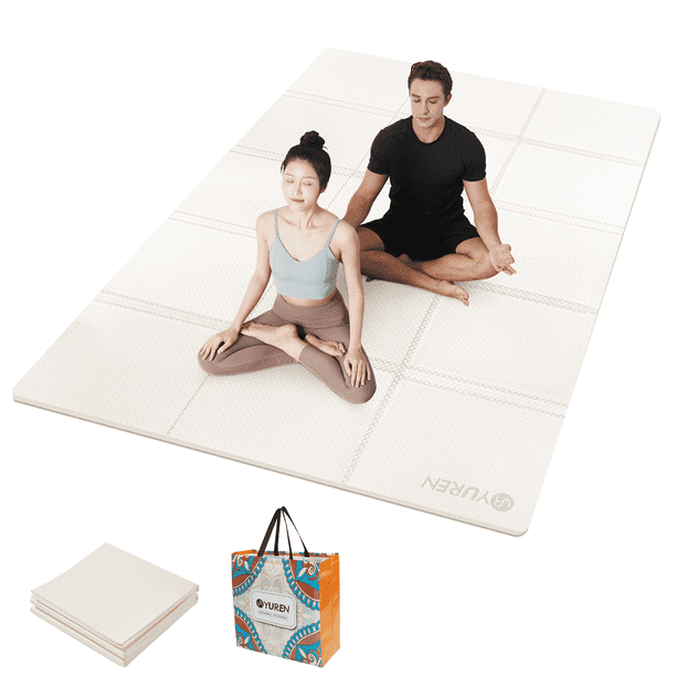 YR Tapete de Yoga Plegable Tapetes Grandes para Ejercicios de Viaje para Gimnasio en Casa, Tapete de Fitness Plegable de Espuma TPE, 5 Mm de Espesor Blanco