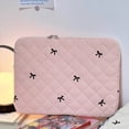 thumbnail image 6 of Pink Quilted Laptop Sleeve Bag with Bow Detail Large Size, 6 of 8