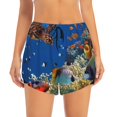 thumbnail image 2 of Balery Colorful Coral Reef Pantalones cortos deportivos para mujer con forro y dos bolsillos, elásticos, para entrenamiento, gimnasio, yoga-Medium, 2 of 7