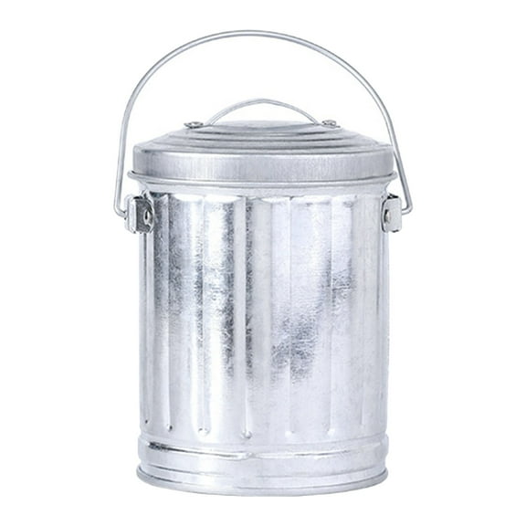 TwhqxjCN Simple Galvanized Iron Ashtray with Lid for Home Office and Bedside Use Desktop Trash Bin Ashes Holder Practical