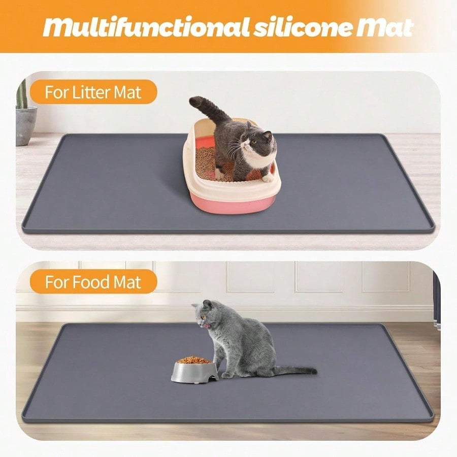 Cat Litter Mats 51 X 25.6 Extra Large Silicone Cat Mat For Litter Box Easy To Clean Kitty Litter Trapping Mat Soft On Kitty Paws Waterproof UrineProof Kitty Litter Mats For Floor Grey