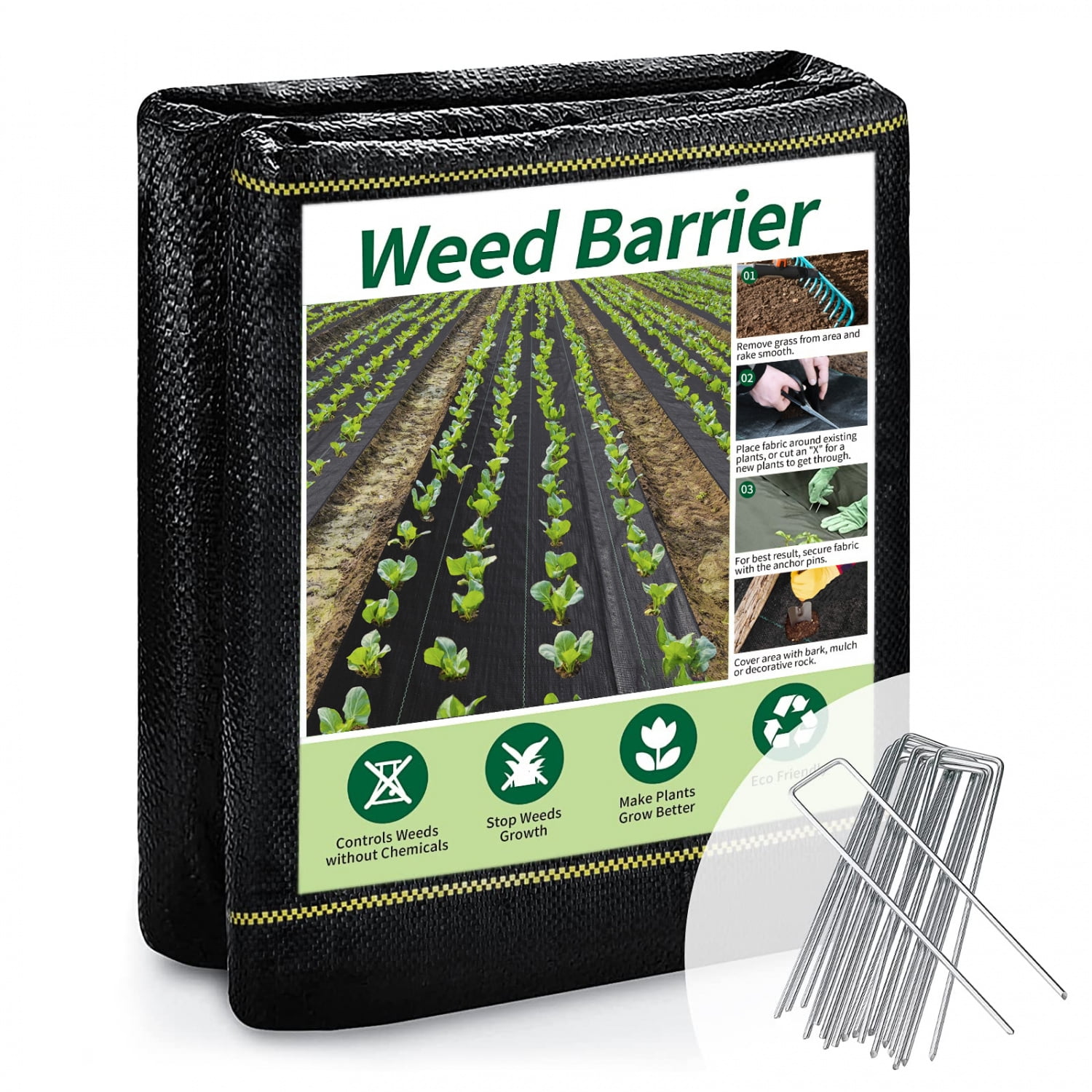 4'X300' Black HDPE 90 Gram Weed Barrier Fabric - UV Resistant Woven Landscape Fabric Permeable Weed Control Mat for Garden Vegetable Beds Mulch/Rock Paths