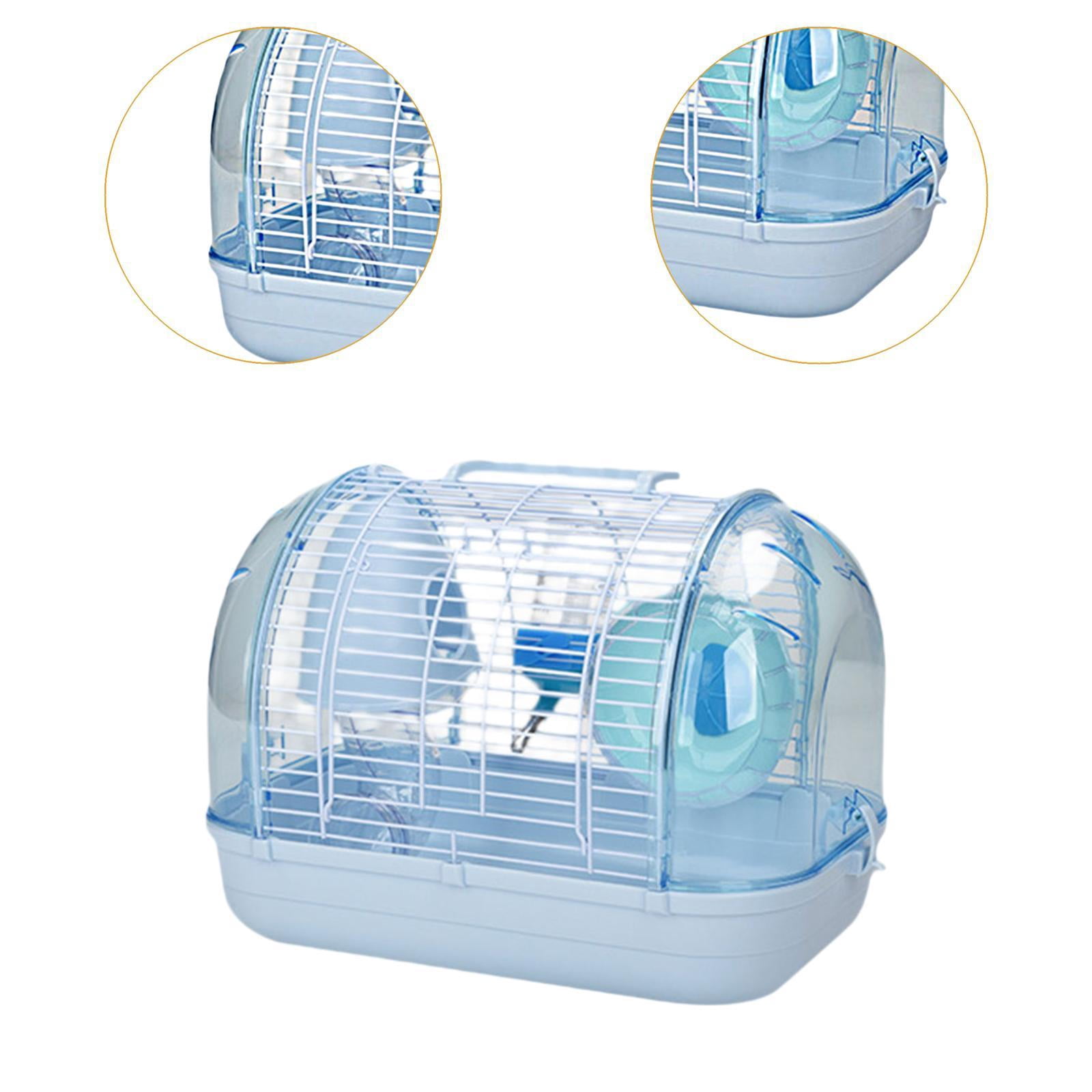 TOOYFUL Pet Carrier, Small Animal Carry Cage, Hamster Habitat, Clear Portable Hamster Cage Chinchilla House for Mice Guinea Pigs Rats Blue