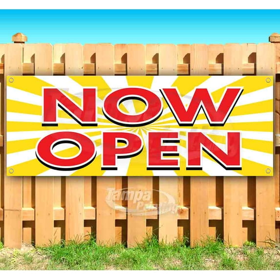 Now Open 13 oz Vinyl Banner With Metal Grommets