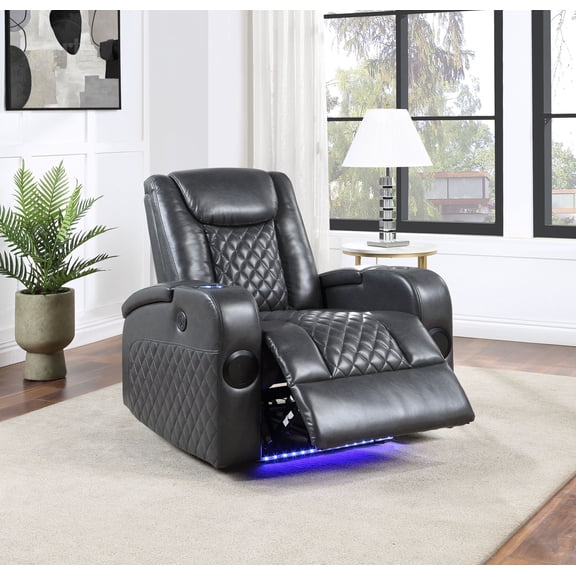 Newboti Furniture Dark Grey Power Recliner With Bluetooth 1542