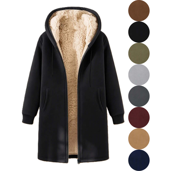 VALSEEL Fleece Hoodie Men Long-Style Plus Size Winter Men Hoodies Zip Up with Pocket Long Sleeve Warm Hooded Jacket Coat for Men Black S