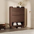 thumbnail image 1 of Yiwa Armoire à Chaussures Mince Cannelée de 48 Pouces, Rangement d'Entrée à Profil Courbé avec 2 Tiroirs Rabattables, Tablettes Ajustables et Tablette de Base Ouverte, 1 of 9