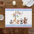 thumbnail image 3 of Zoo Panda Giraffe Brown Bear Placemats Set of 6,Wipeable Washable Table Mats for Dining Tables, Colorful Striped Balloon Place Mats for Kitchen Event Party Tabletop Decor, 3 of 9