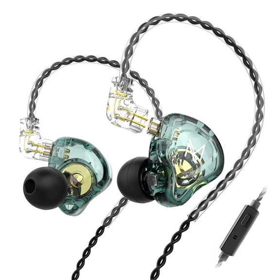 Cateissary Auriculares deportivos intrauditivos con cable de 3,5mm, auriculares dinámicos estéreo con cable desmontable, auriculares portátiles, Cables de audio/vídeo Verde con micrófono