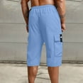 thumbnail image 4 of BRDFRL Men's Below Knee Long Shorts Lightweight Cargo Capri Hiking 3/4 Multi Pockets Sky Blue M, 4 of 4