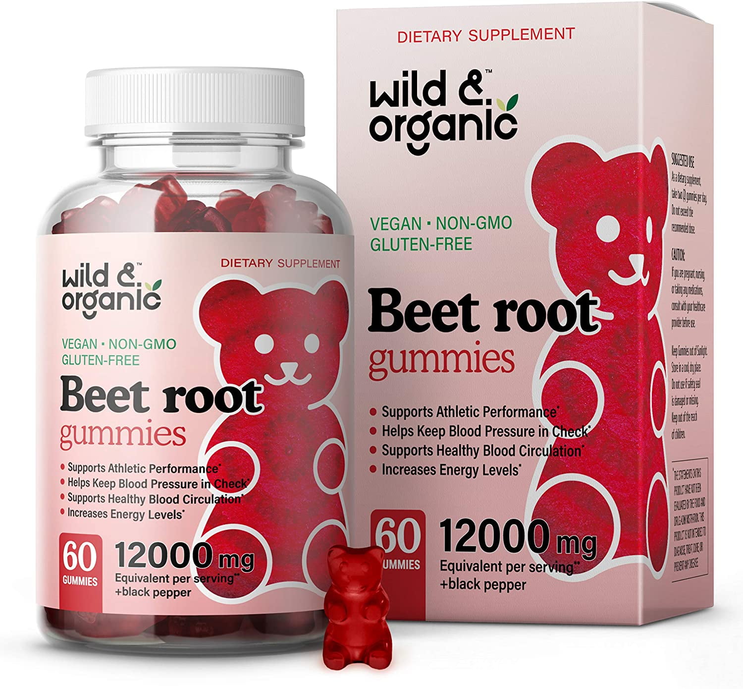 Wild & Organic Beet Root Gummies Natural Energy Boost, Heart & Immune