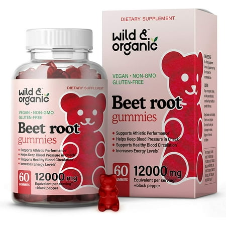 Wild & Organic Beet Root Gummies - Natural Energy Boost,...
