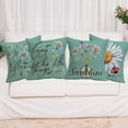 thumbnail image 3 of Spring Summer Flower Throw Pillow Covers 18x18 Inch Set of 4 Daisy Floral Leaves Bloom Plant Butterfly Sunshine Enjoy The Little Things Quotes Farmhouse Decorations Pillow Cases Green White, 3 of 6