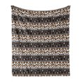 thumbnail image 1 of African Soft Flannel Fleece Throw Blanket, Traditional Borders Cheetah Skin with Abstract Spirals and Circles, Cozy Plush for Indoor and Outdoor Use, 50" x 60", Pale Coffee Brown White, by Ambesonne, 1 of 6