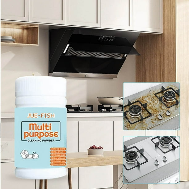Polvo limpiador universal | Quitamanchas multiusos para cocina, baño, electrodomésticos, ollas y sartenes | Desengrasa el aceite, disuelve la suciedad | Limpiador multisuperficie seguro | 1 paquete