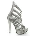 thumbnail image 2 of E-532-Julia, 5" Heel Womans Metallic Heel w/criss-cross straps & studs. 5 / Silver, 2 of 6