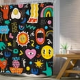 thumbnail image 3 of Retro 70s Groovy Shower Curtain 72Wx72L Inch Kids Funky Funny Abstract Cartoon Cute Rainbow Colorful Shower Curtain Bathroom Set Trendy Cool Unique Bath Curtain Bathtub Accessories Home Decor, 3 of 6
