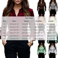 thumbnail image 3 of Women Lapel Button Long Sleeve Plaid Shirt Top, 3 of 5