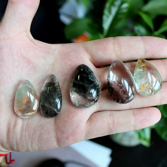 GKNET 5Pcs Natural Ghost Phantom Quartz Crystal Stone Healing Chakra Specimens Decor