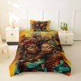 thumbnail image 2 of Castle Fairy Black Girls Twin Duvet Cover,Abstract Swirl Background Design Twin Bedding,Orange Teal Brown,Grey Reversible,1 Duvet Cover and 1 Pillowcase, 2 of 6