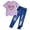 Light Purple, variant on mgoYE Tween Girl Clothes Short Sleeve Top Ripped Jeans 2 Pieces Spring Summer Outfit Set(Light Purple,6-7 Years)