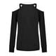 thumbnail image 5 of Moda mujer cuello pico manga larga camiseta otoño taladro caliente hombro frío blusa suelta Tops Fridja  fjkfkj3851, 5 of 5