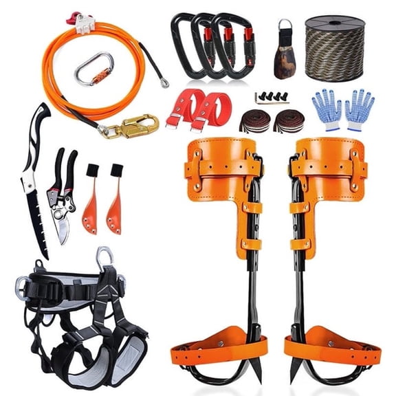 Tree Climbing Gear with Spikes, Adjustable Climbing Straps, Steel Core Flip Line & Triple Lock Lanyard Adjuster for Rock and Tree Climbing Kit