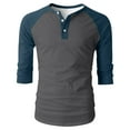 thumbnail image 3 of DDAPJ pyju Men's Raglan Henley Shirt 3/4 Sleeve Baseball T-shirts Summer Casual Athletic Tee Tops Navy L, 3 of 6