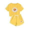 thumbnail image 7 of Cethrio Girls Outfit Sets, 2 Piece Summer Floral Printed T-shirts and Shorts Sets Yellow Size 10-12T, 7 of 7