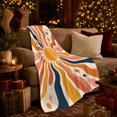 thumbnail image 3 of Golden Sun with Retro Wavy Rays, Energetic Modern Style for Sun Lovers, Warm Boho Solar Pattern and Birthday Gift, Cozy Flannel Blanket for Bedroom and Living Room, Home Decor, 3 of 9