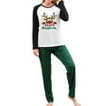 thumbnail image 2 of Christmas Family Pajamas Matching Set, Long Sleeve Elk Letters T-shirt with Plaid Pants Sleepwear Loungewear, 2 of 10