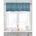 thumbnail image 2 of Faux Linen Valances for Windows Teal Gradient Abstract Flowers Geometric Texture Curtains Valance Light Filtering Rod Pocket Small Window Treatment for Kitchen Living Room Bedroom 42x12In, 2 of 6