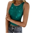 thumbnail image 2 of Homenesgenics Camisoles for Women Summer Sequined Round Neck Sleeveless Party Tank Tops Green M, 2 of 9