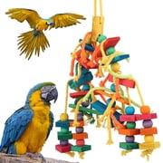 Rzvnmko Large Parrot Bird Toys,Colorful Wooden Blocks Beads Chewing Bird Toys for Parrots,Birds Macaw Toys Cockatoo Toys African Grey Parrot Toys Medium Parrots