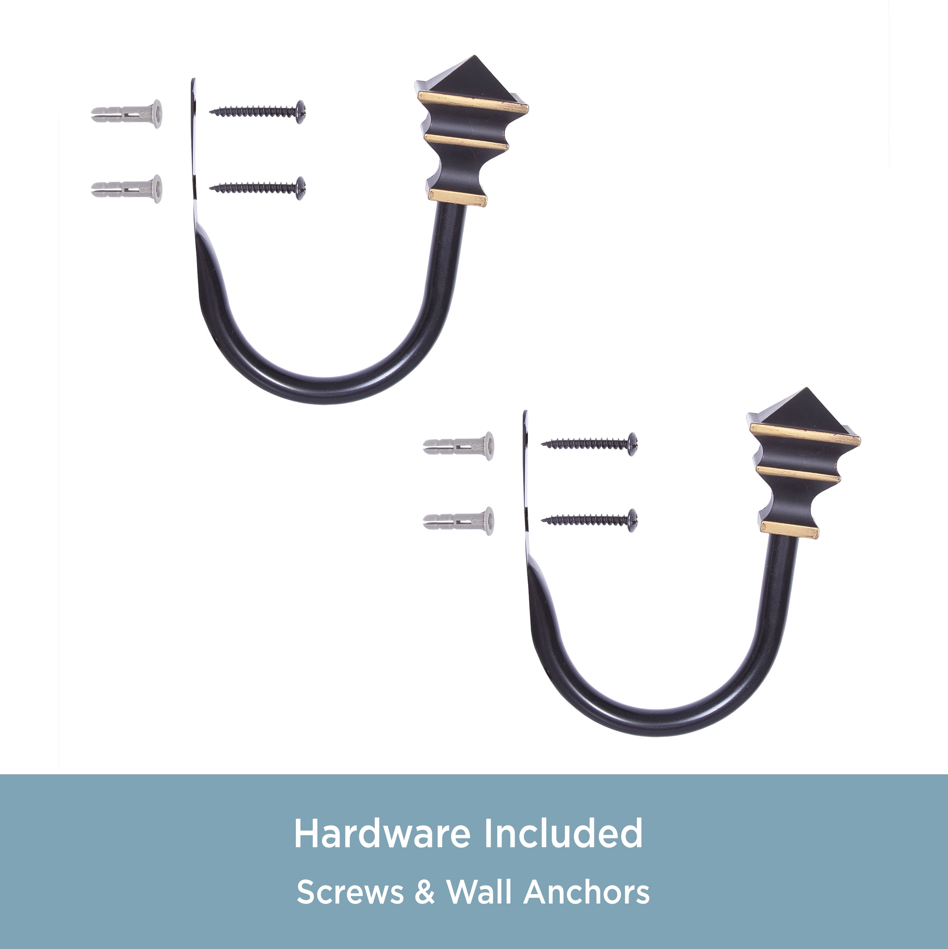 Kenney Arts & Crafts Square End Decorative Holdback Set for Curtains and Drapes, Oil Rubbed Bronze, Set of 2