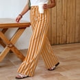 thumbnail image 7 of Mifsaly Striped Pants Women Wide Leg Casual Trousers Lightweight Relaxed Fit Lounge Everyday Bottoms Orange,M, 7 of 7