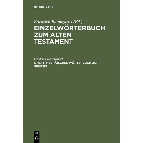 Hebräisches Wörterbuch Zur Genesis, (Hardcover)