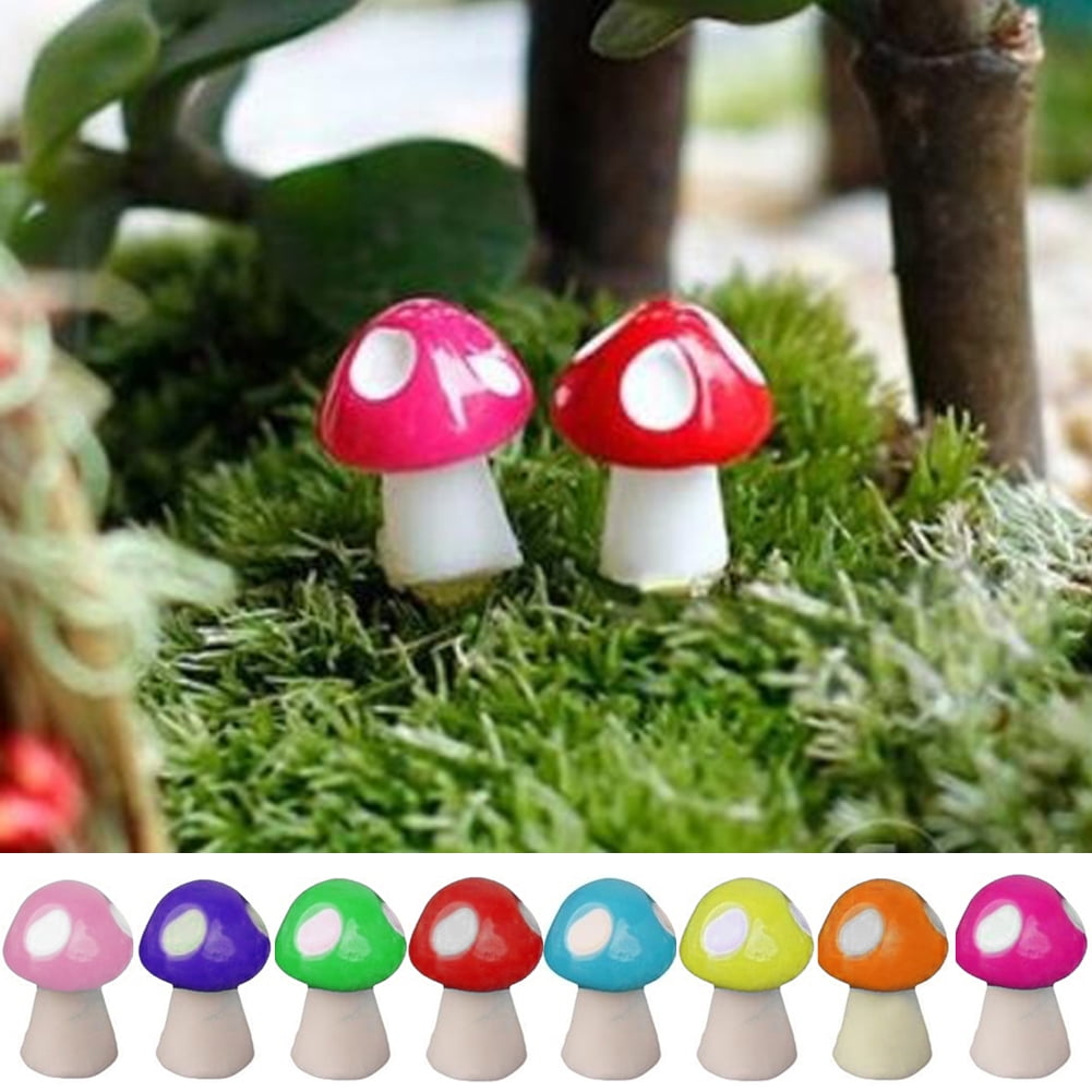 20pcs Fake Mushroom Garden Ornament Miniature Plant Fairy Dollhouse Multi-color 