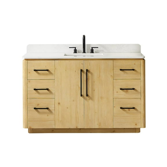 Altair-14 54" Single Bathroom Vanity in Nature Brown with Grain White