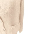 thumbnail image 6 of VISALY Cropped Cardigan Cardigan with Pockets Women's Knit Cardigan Sweaters Casual Long Sleeve Open Front Button Up Ribbed Fall Sweater Jackets Crewneck Cardigan Business Casual Cardigans B L, 6 of 6