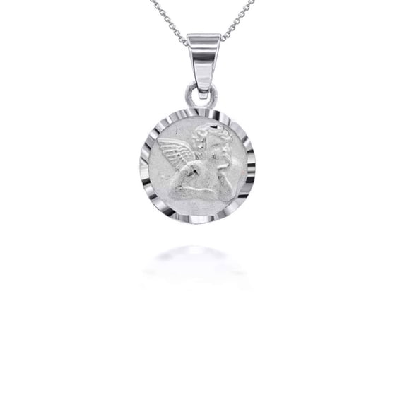 Sterling Silver Mini Angel Pendant Necklace, 16"