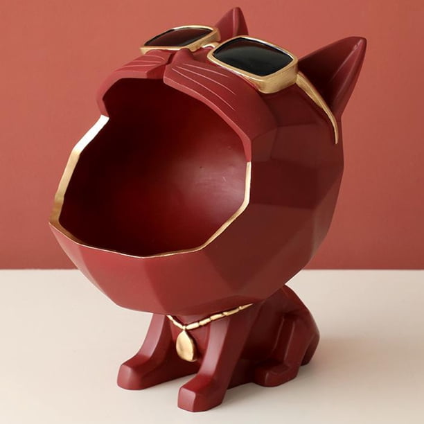 Bandeja de Almacenamiento Soledad de Resina Escultura Caja de Joyas Decoración para Hogar Rojo