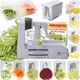 thumbnail image 1 of Espiralizador de verduras Brieftons de 10 hojas con recipiente y tapa, 1 of 9