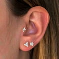 thumbnail image 3 of Pendientes pequeños de acero inoxidable con forma de bola y tornillo para mujer con forma de circón, 3 of 6