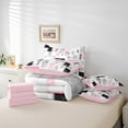 thumbnail image 6 of Manfei Ombre Stripe Twin Bedding Sets 7pcs for Girls, White Pink Gray Bedding Comforter Set, Contemporary Watercolor Sheet Sets, Luxury Bedroom Decor, 6 of 8