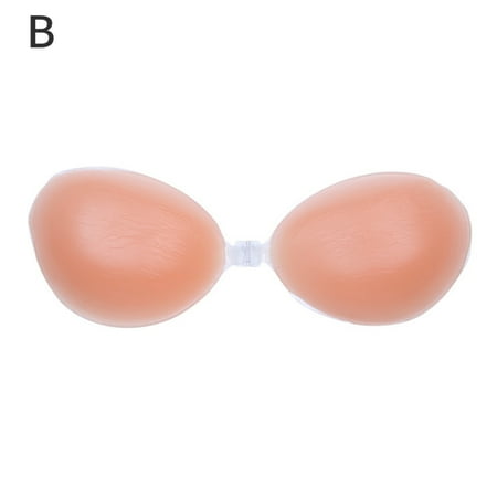 

TureClos Silicone Bra Women Self-Adhesive Strapless Chest Pad Backless Invisible Sticker for Wedding Dress B