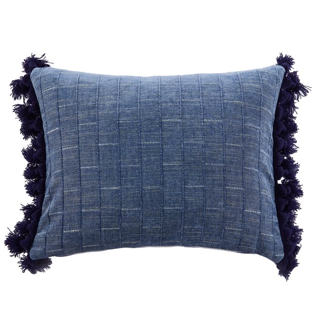 Levtex Home - Bennett - Almohada decorativa (35,5 x 45,7 cm) - Borla azul - Tonos de azul