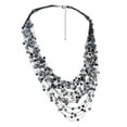 thumbnail image 2 of Black Grey Pearl Crystal Silk Layered Multi Strand Necklace, 2 of 4